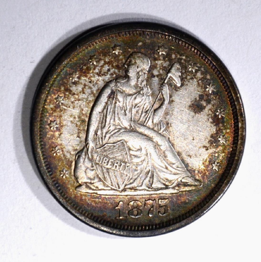 1875-S TWENTY CENT PIECE, AU/BU (1 of 2)