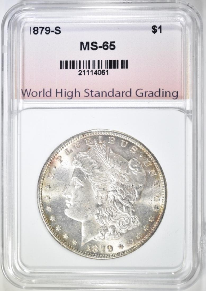 1879-S MORGAN DOLLAR WHSG GEM BU: TOP RATED AUCTION HOUSE ESTIMATE $100 - $125.