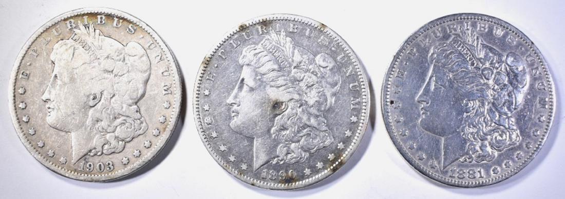 1881 AU, 90-S AU & 1903 VG MORGAN DOLLARS (1 of 2)
