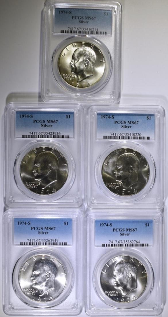 5-1974-S SILVER EISENHOWER DOLLARS, PCGS MS-67 (1 of 2)
