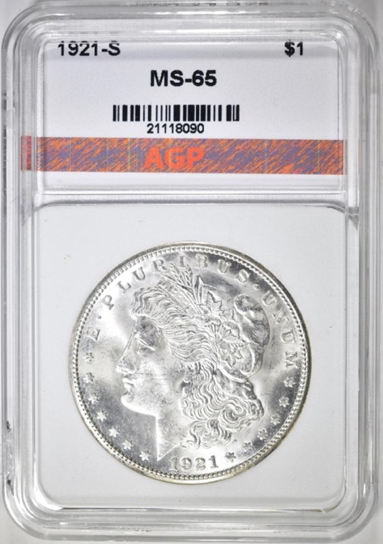 1921-S MORGAN DOLLAR, APG GEM BU: WE SHIP WITHIN 48 HOURS OF PAYMENT ESTIMATE $450 - $500.