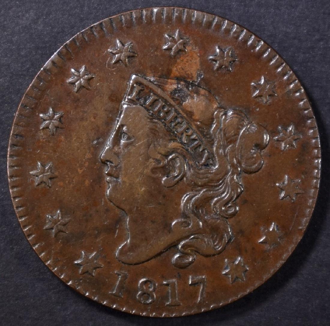 1817 LG CENT 13-STARS, VF "10" in marker on back (1 of 2)