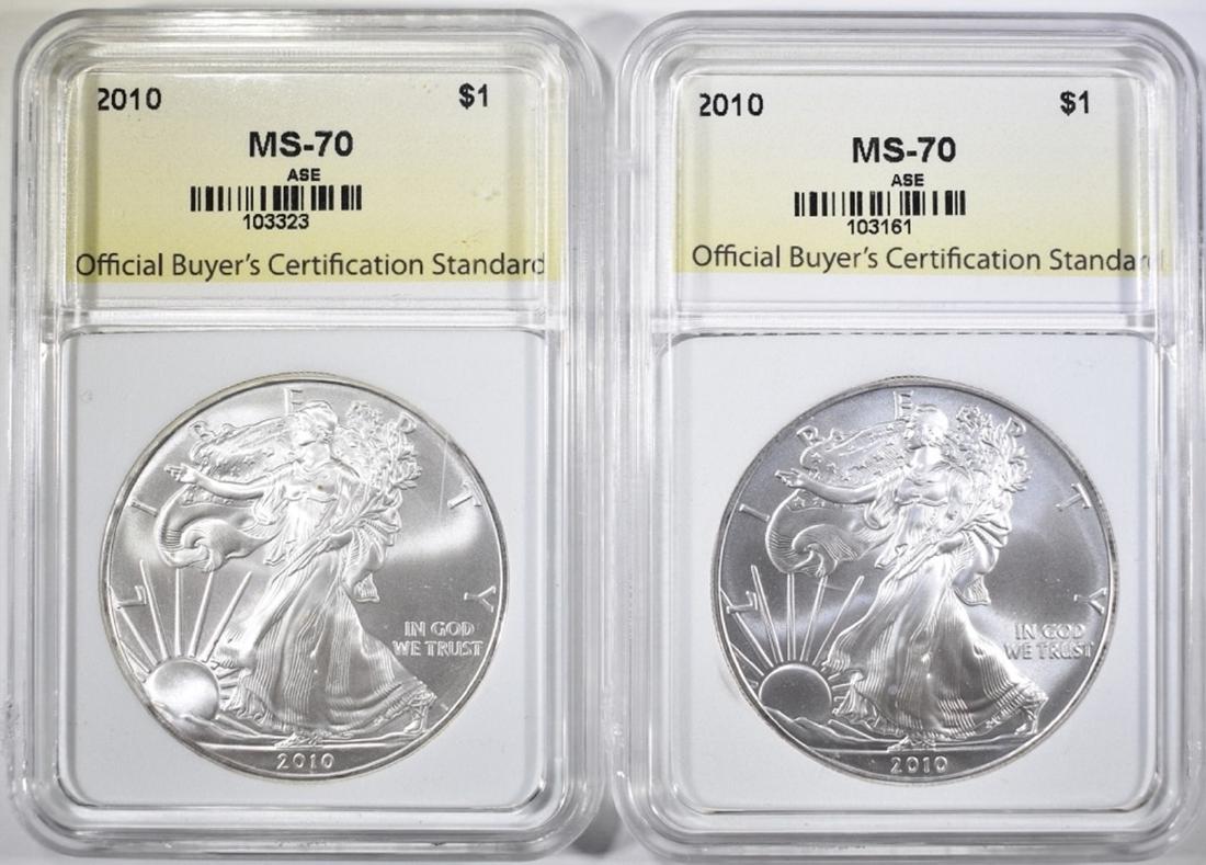2-2010 AMERICAN SILVER EAGLES, OBCS PERFECT GEM BU (1 of 2)