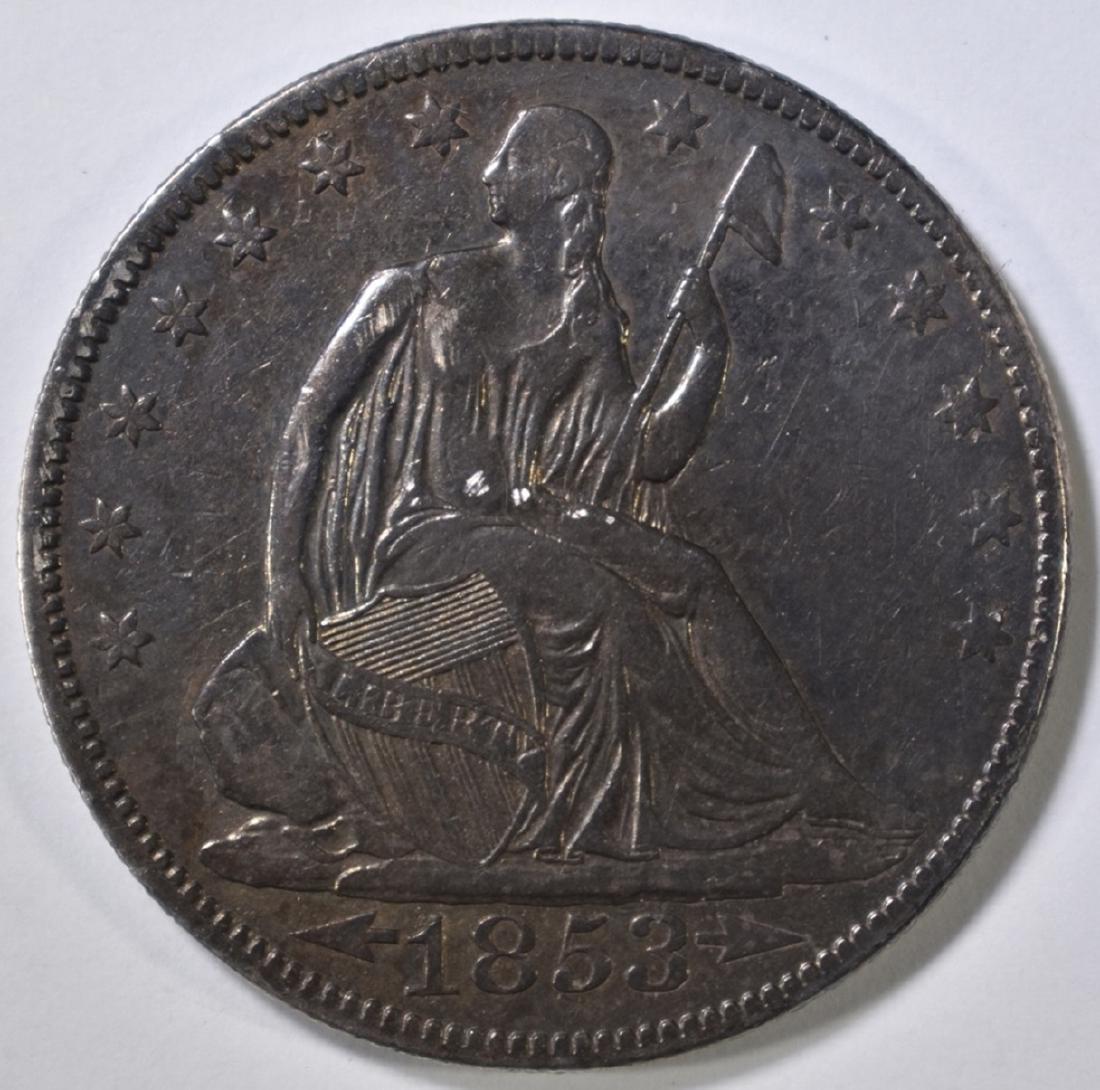 1853 ARROWS & RAYS SEATED HALF DOLLAR XF (1 of 2)