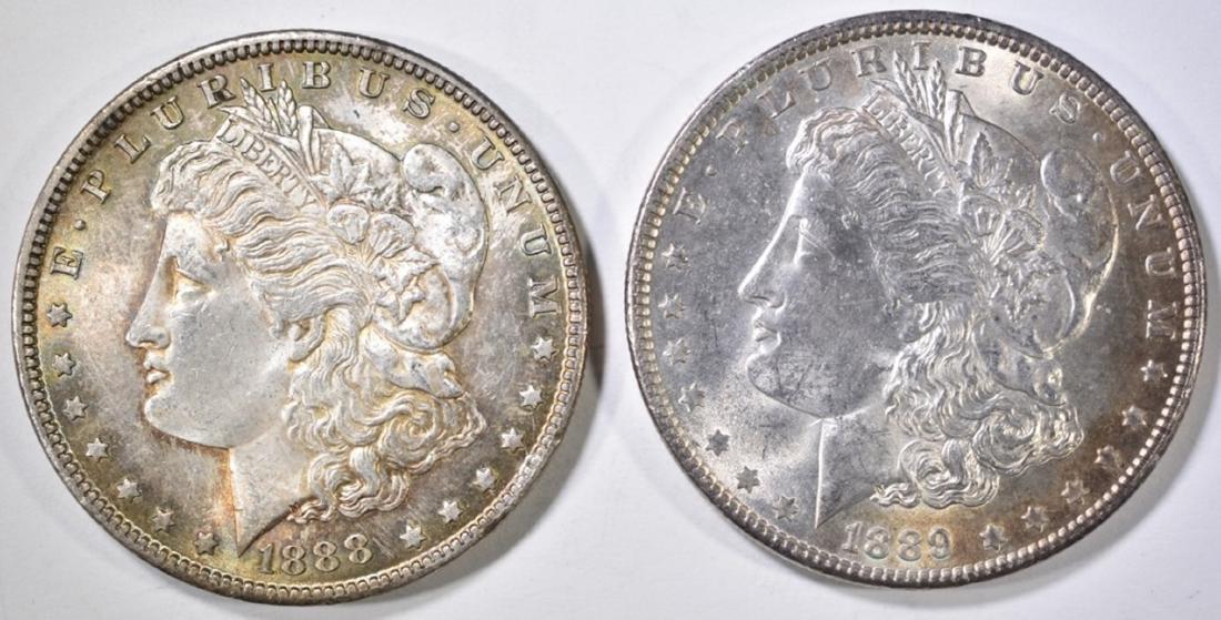 1888 & 89 MORGAN DOLLARS CH BU COLOR (1 of 2)