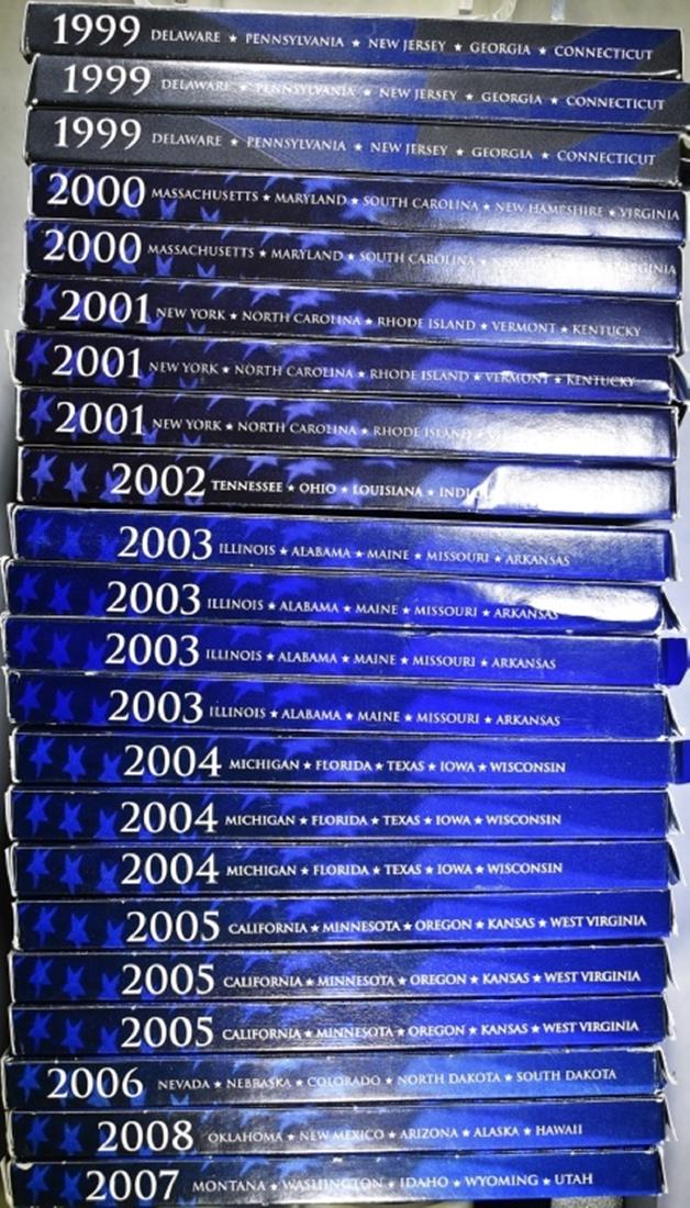 U.S. STATE QUARTER PROOF SET LOT:: 3-1999, 2-2000, 3-2001, 1-2002, 4-2003, 3-2004, 3-2005, 1-2006, 1-2007 & 1-2008 ESTIMATE $100 - $120.