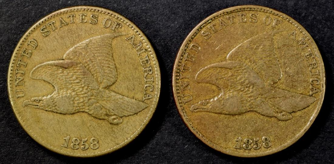 2 1858 FLYING EAGLE CENTS VF/XF (1 of 2)