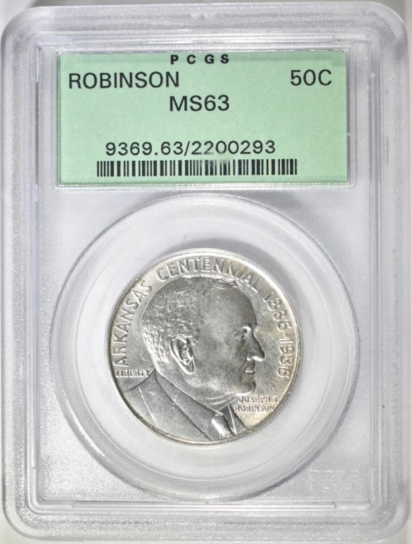 1936 ROBINSON COMMEM HALF DOLLAR  PCGS MS-63 OGH (1 of 4)