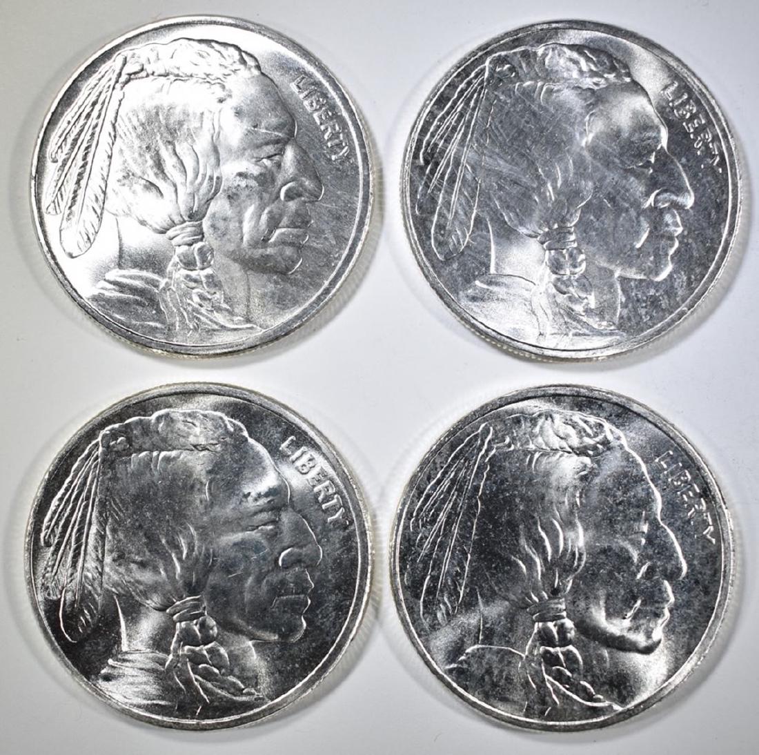 4-BUFFALO.INDIAN 1oz SILVER ROUNDS: LOW COST FLAT RATE U.S. SHIPPING ESTIMATE $95 - $110.
