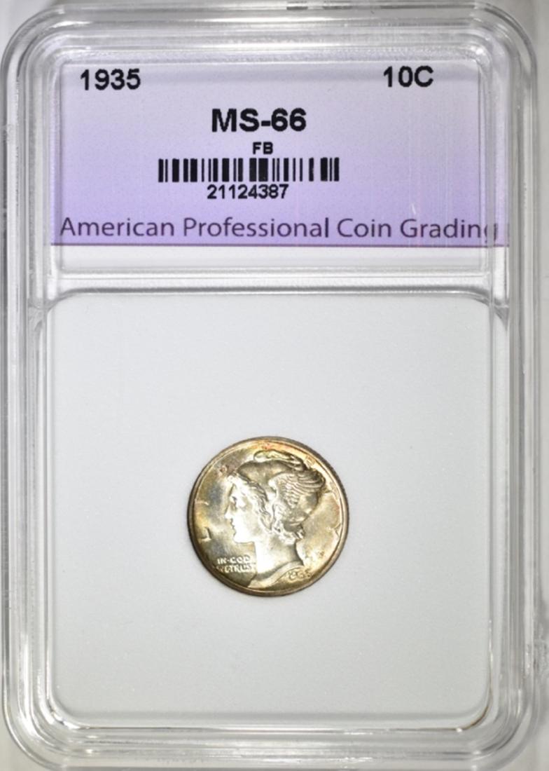 1935 MERCURY DIME, APCG SUPERB GEM BU FB (1 of 4)