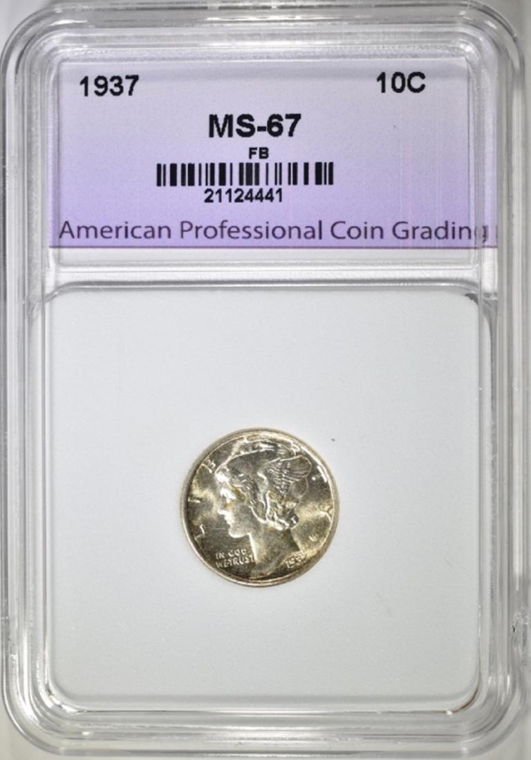 1937 MERCURY DIME, APCG SUPERB GEM BU FB (1 of 4)