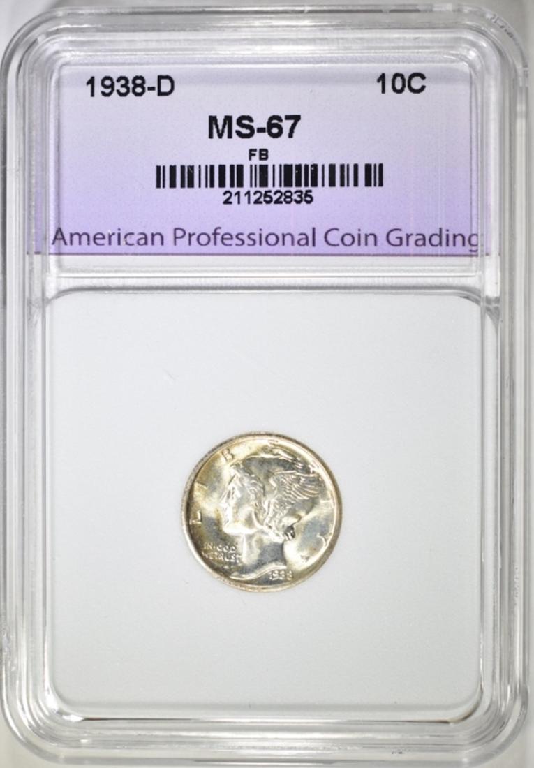 1938-D MERCURY DIME APCG SUPERB GEM BU FB (1 of 4)