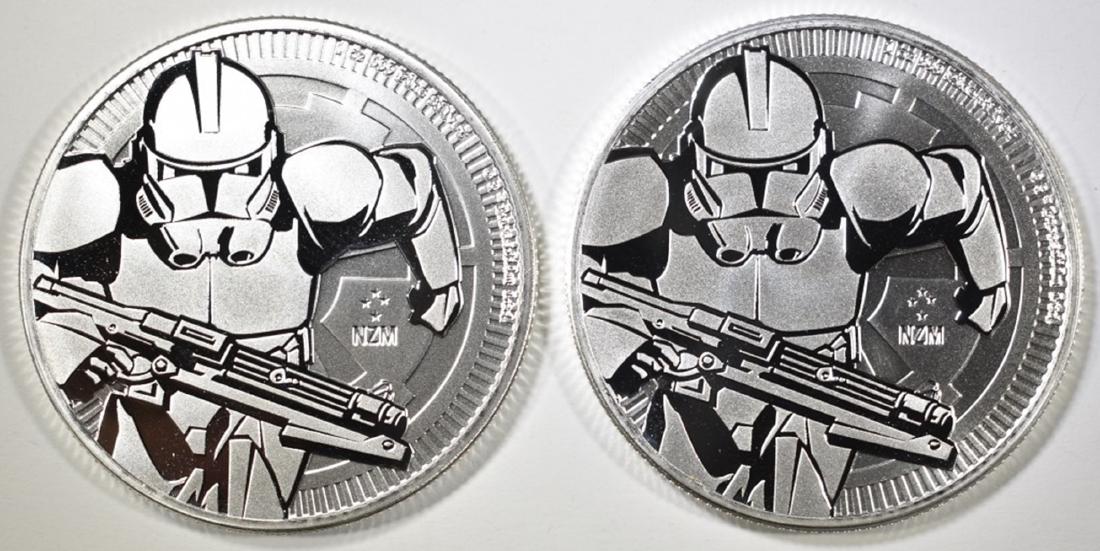 2-NIUE 2019 CLONE TROOPER 1oz SILVER COINS: BID WITH SILVER CITY AUCTIONS. ESTIMATE $90 - $100.