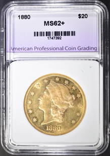 1880 $20.00 LIBERTY GOLD, APCG CH BU: WE SHIP WITHIN 48 HOURS OF PAYMENT ESTIMATE $11500 - $12500.