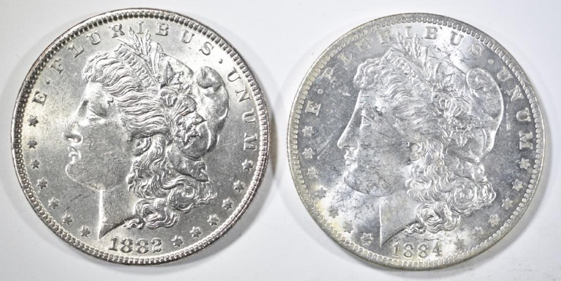 1882 & 1884-O  MORGAN DOLLARS, CH BU (1 of 2)