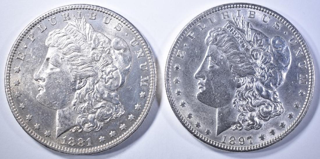 1897 & 1881-O MORGAN DOLLARS  BU (1 of 2)