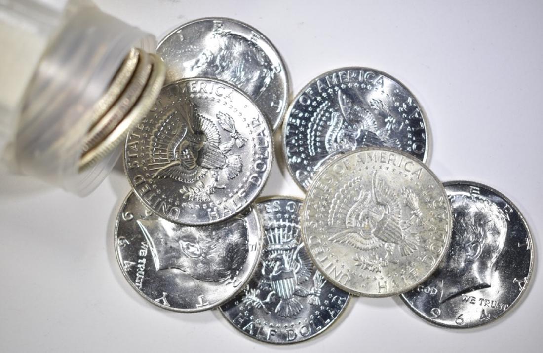 BU ROLL OF 1964 KENNEDY HALF DOLLARS (1 of 2)