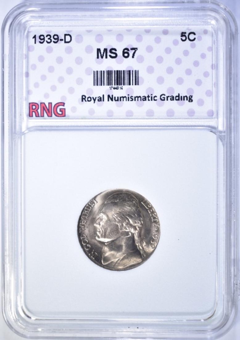1939-D JEFFERSON NICKEL, RNG SUPERB GEM BU+: CHECK OUT OUR UPCOMING ONLINE COIN AUCTIONS ESTIMATE $90 - $100.