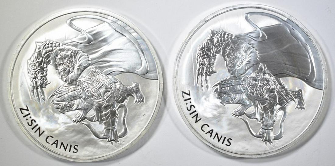 2-2018 KOREAN 1oz SILVER ZI:SIN CANIS COINS: LOW COST FLAT RATE U.S. SHIPPING ESTIMATE $100 - $110.