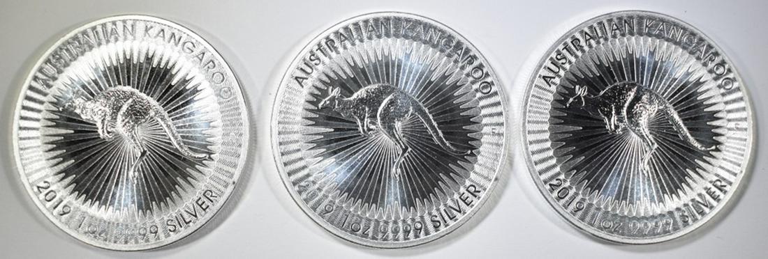 3-BU 1oz SILVER AUSTRALIAN KANGAROO COINS (1 of 2)