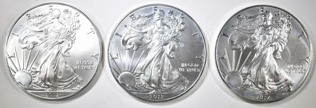 3 BU 2012 AMERICAN SILVER EAGLES (1 of 2)
