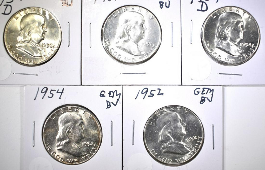 GEM BU FRANKLIN HALF DOLLAR LOT: (1 of 2)