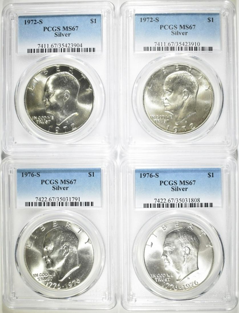 2-1972-S & 2-76-S SILVER IKE DOLLARS, PCGS  MS-67 (1 of 2)