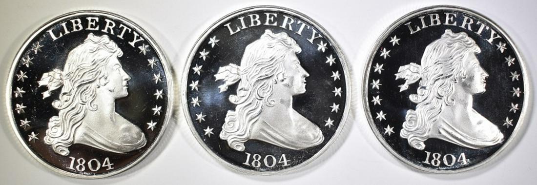 3-1804 BUST DOLLAR REPLICA 1oz .999 SILVER ROUNDS: LOW COST FLAT RATE SHIPPING TO CONTINENTAL U.S. ESTIMATE $75 - $85.