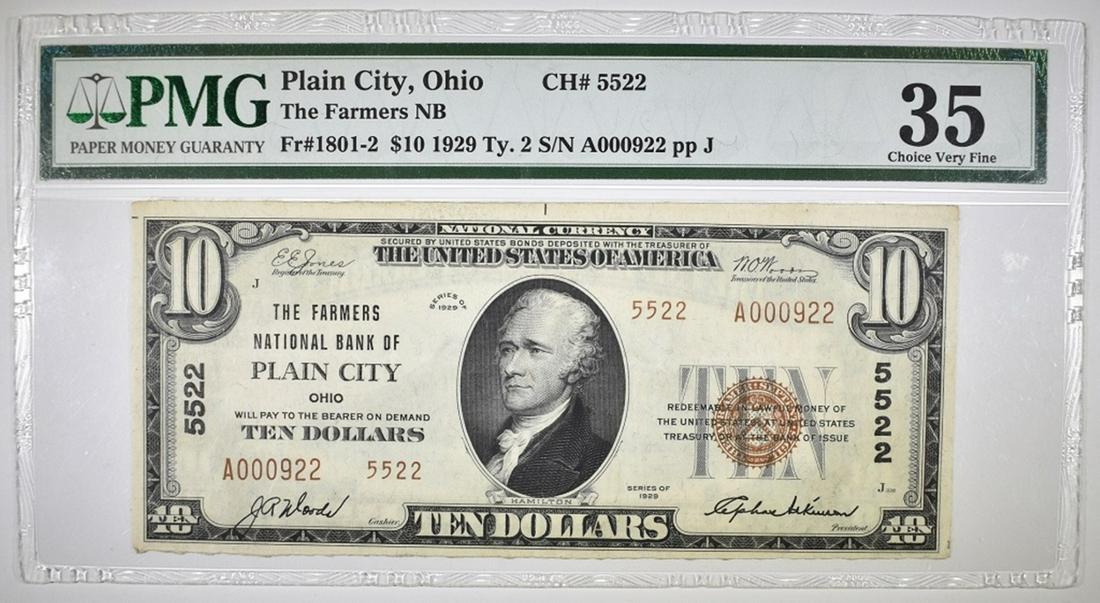 1929 TYPE 2 $10 NATIONAL CURRENCY PMG 35 (1 of 2)