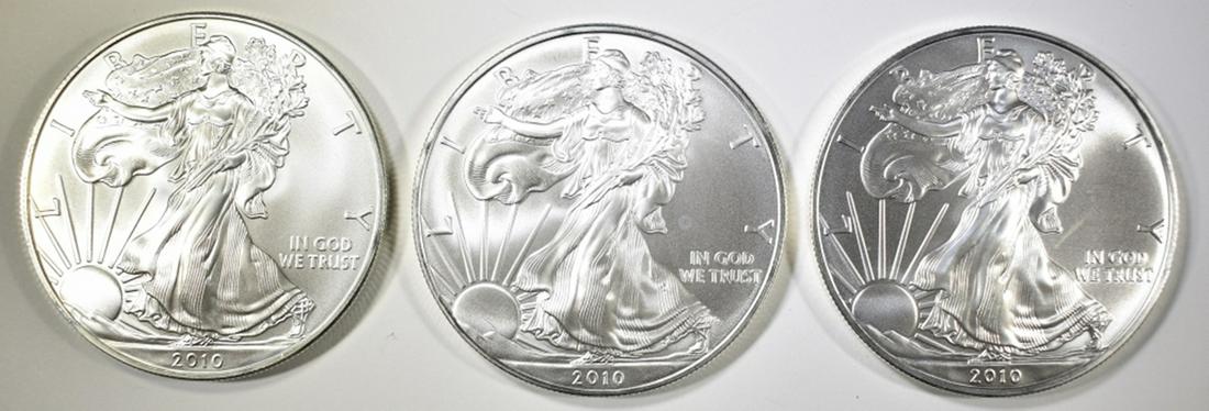 3-BU 2010 AMERICAN SILVER EAGLES (1 of 2)