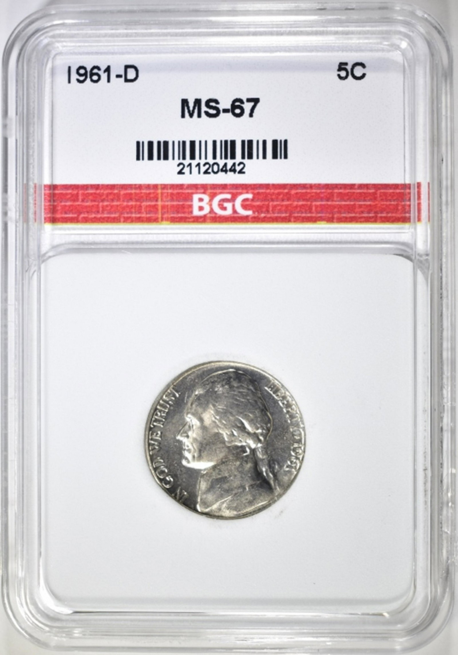 1961-D JEFFERSON NICKEL, BGC SUPERB GEM: LEADERS IN ONLINE AUCTION ESTIMATE $1500 - $2000.