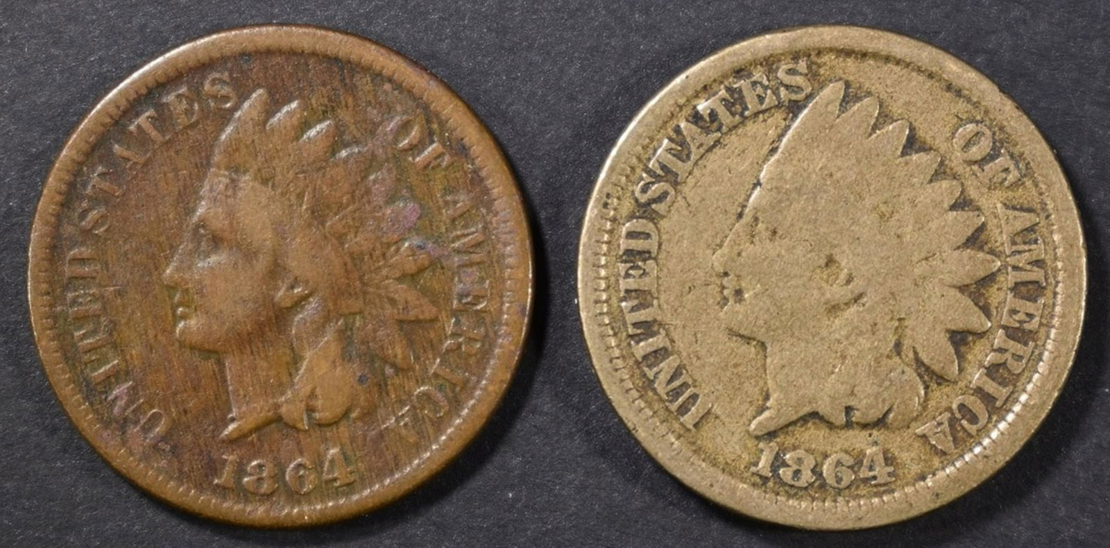 1864 CN & BRONZE INDIAN CENTS VG (1 of 2)