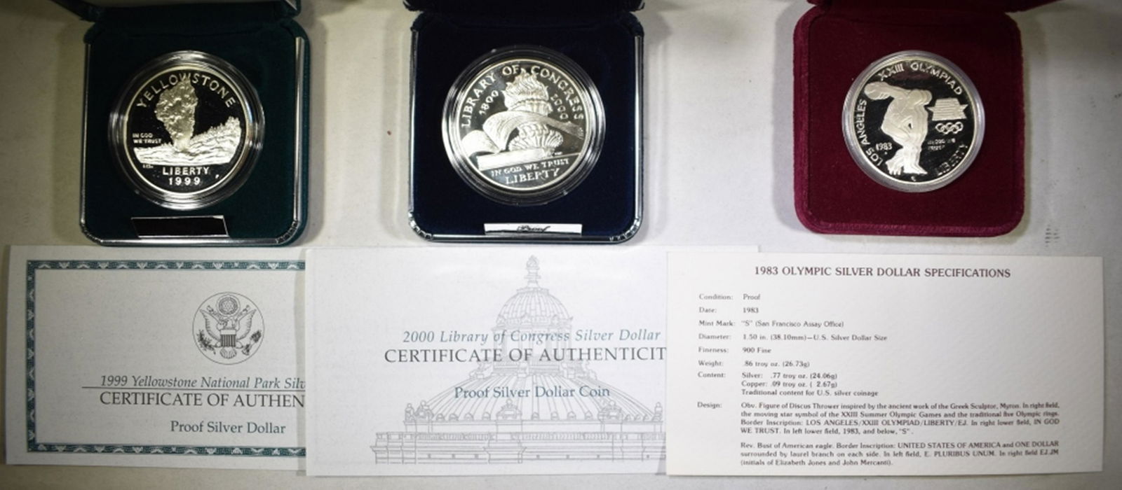 MODERN U.S. PROOF COMMEM SILVER DOLLARS (1 of 3)