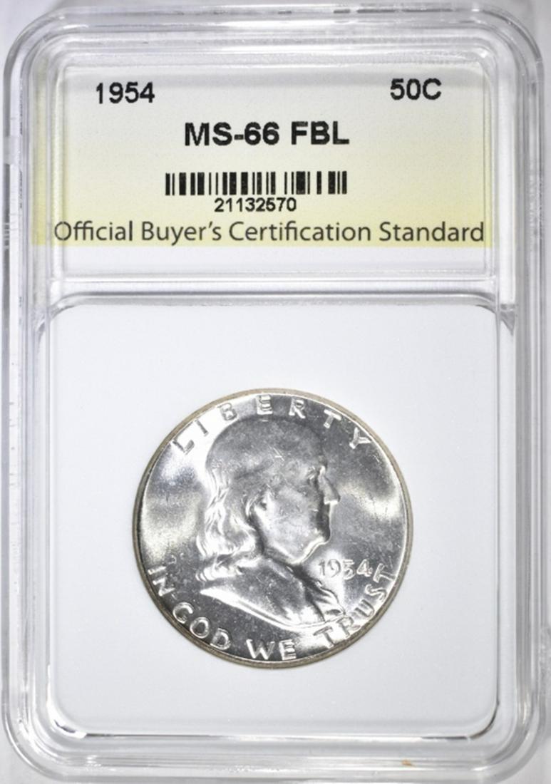 1954 FRANKLIN HALF DOLLAR, OBCS SUPERB GEM BU FBL (1 of 4)