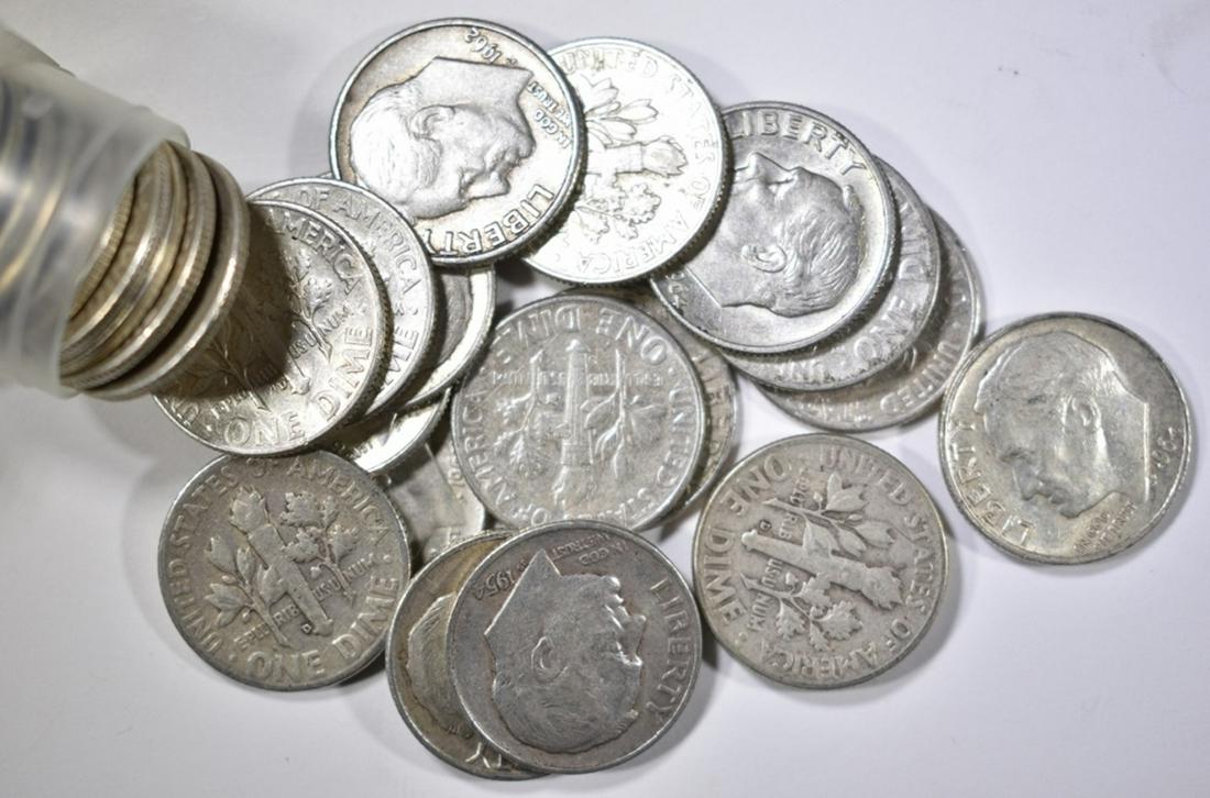 ROLL OF 50 90% SILVER DIMES: LOW COST FLAT RATE SHIPPING TO CONTINENTAL U.S. ESTIMATE $90 - $110.