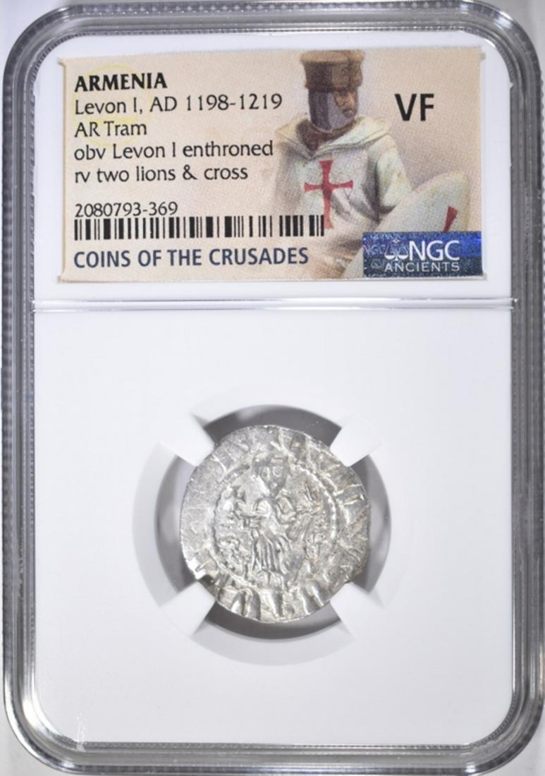1198-1219 AD TRAM ARMENIA LEVON I: NGC VF ESTIMATE $105 - $130.