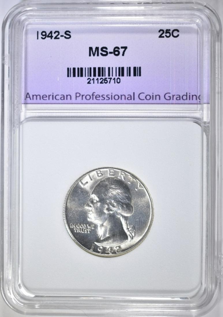 1942-S WASHINGTON QUARTER, APCG SUPERB GEM BU+ (1 of 4)