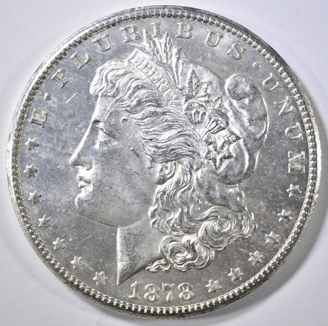 1878-S MORGAN DOLLAR GEM BU PL: LEADERS IN ON-LINE AUCTIONS ESTIMATE $225 - $250.