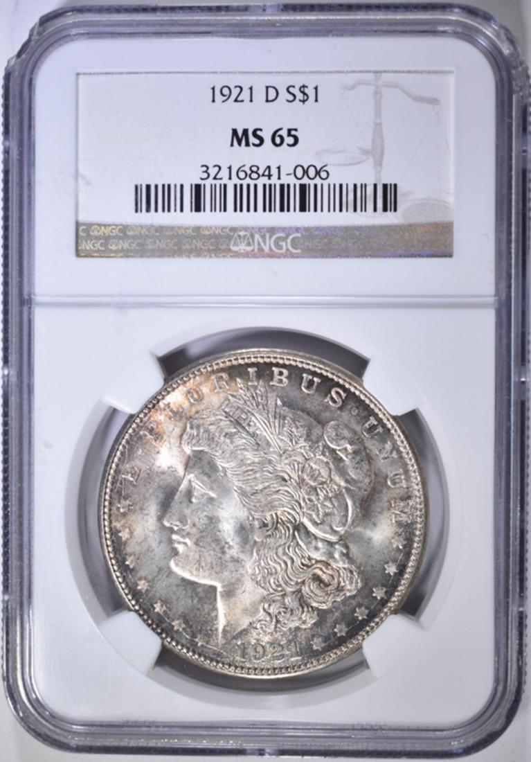 1921-D MORGAN DOLLAR NGC MS-65: LEADERS IN ON-LINE AUCTIONS ESTIMATE $250 - $300.