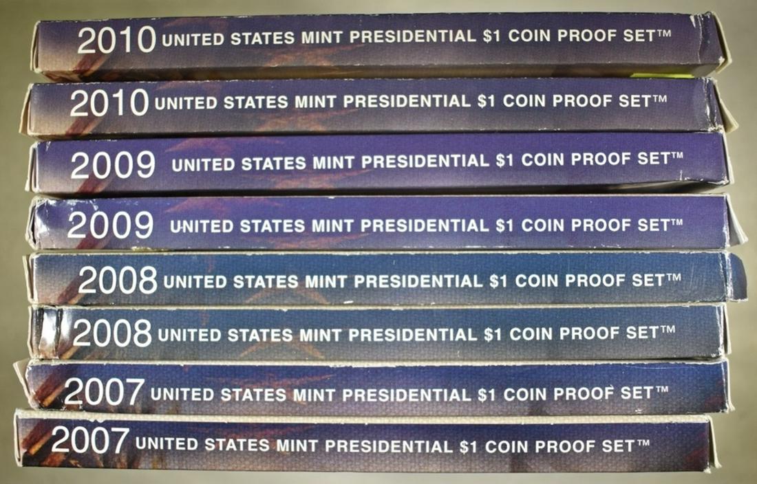 2 EACH 2007-2010 $1 COIN PROOF SETS: ORIGINAL PACKAGING ESTIMATE $80 - $100.
