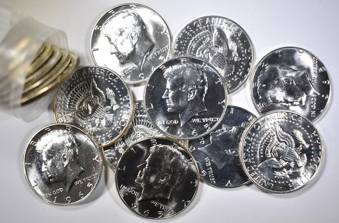 BU ROLL OF 1965 SMS KENNEDY HALF DOLLARS: CHECK OUT OUR UPCOMING ONLINE COIN AUCTIONS ESTIMATE $100 - $120.