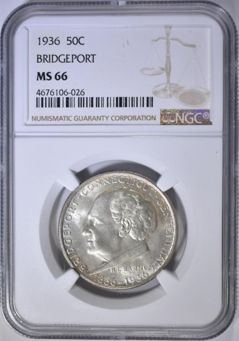 1936 BRIDGEPORT COMMEM HALF DOLLAR NGC MS-66: WEEKLY COIN & CURRENCY AUCTIONS ESTIMATE $375 - $425.