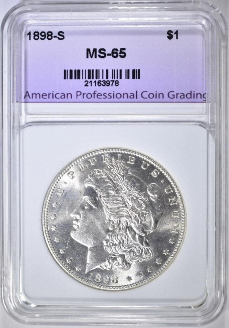 1898-S MORGAN DOLLAR, APCG GEM BU: BID WITH SILVER CITY AUCTIONS. ESTIMATE $3000 - $3500.