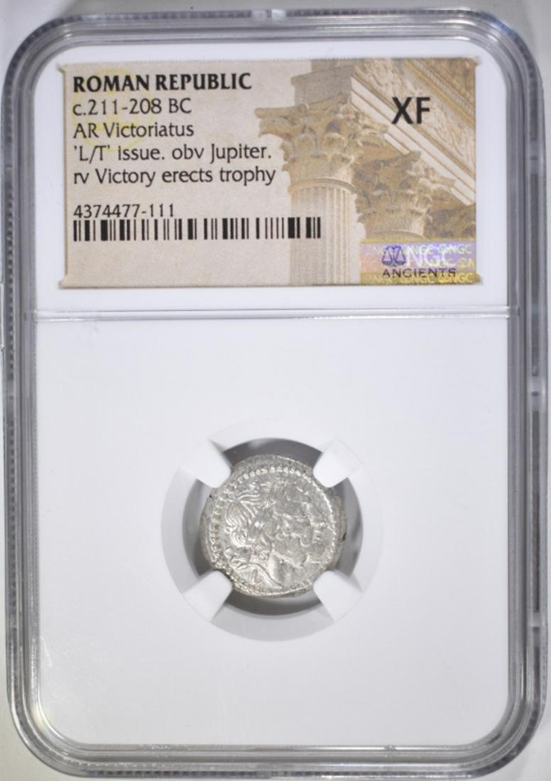 211-208 BC AR VICTORIATUS NGC XF: ROMAN REPUBLIC. ESTIMATE $450 - $475.