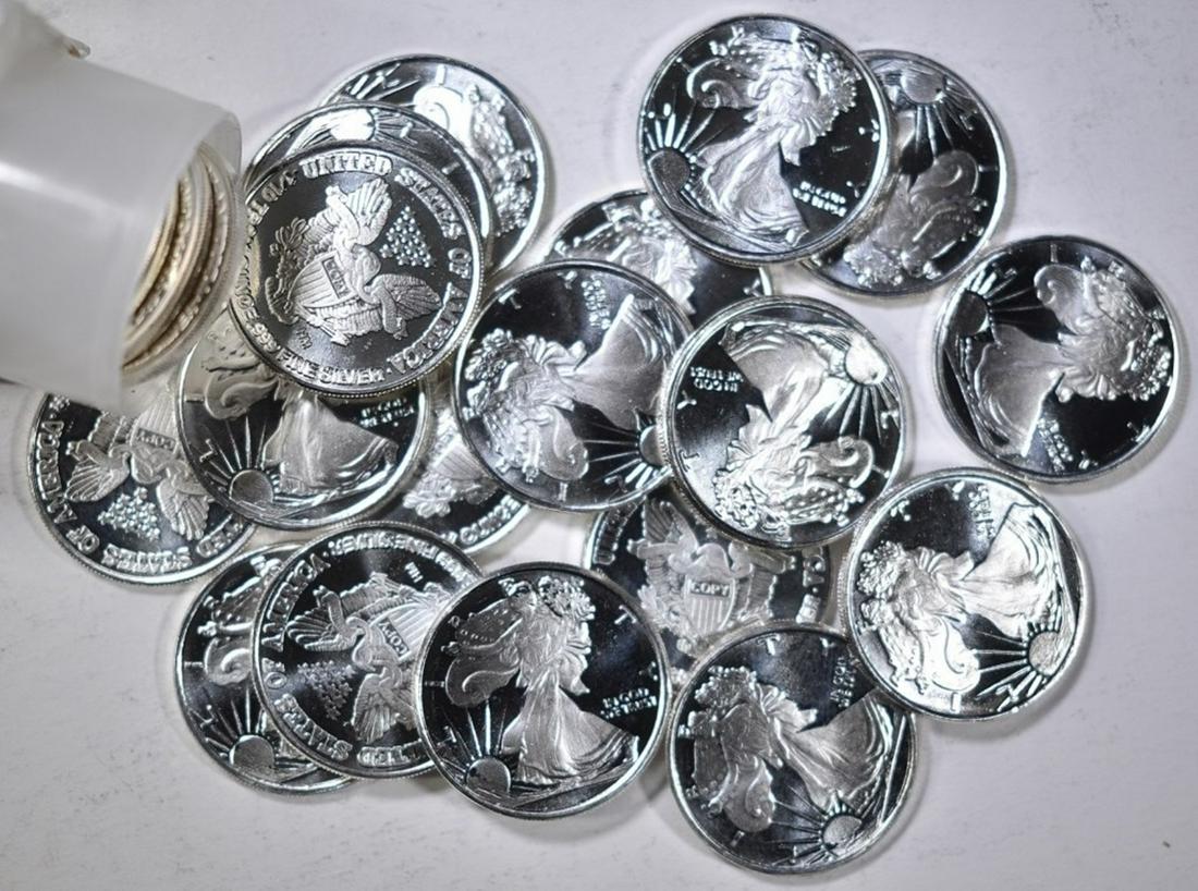 ROLL OF 1/10 OZ SILVER LIBERTY ROUNDS: TOP RATED AUCTION HOUSE ESTIMATE $125 - $150.