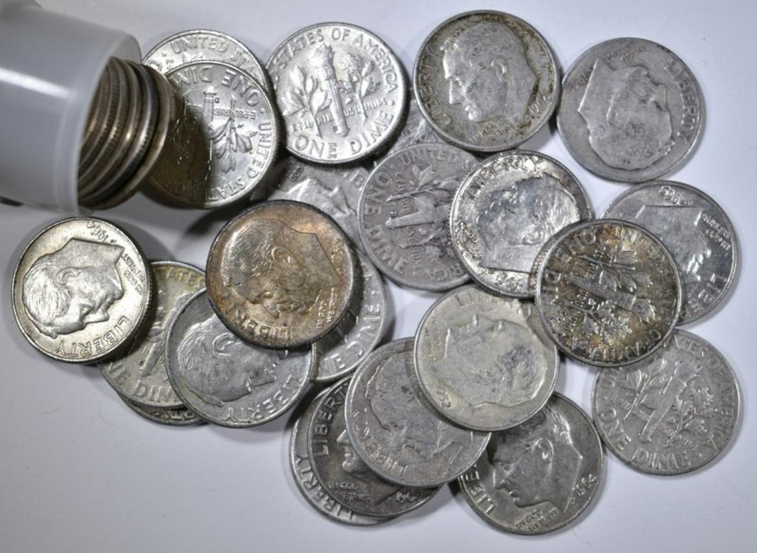 1 ROLL 90% SILVER ROOSEVELT DIMES: BID WITH SILVER CITY AUCTIONS. ESTIMATE $70 - $90.