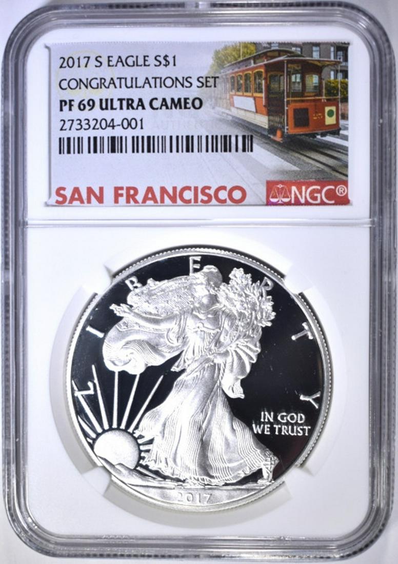 2017-S SILVER EAGLE, NGC PF-69 U.C. CONGRATS SET (1 of 4)