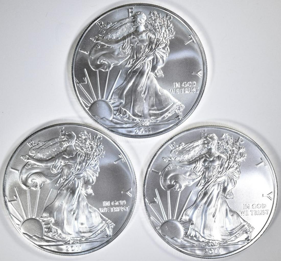 3-GEM BU AMERICAN SILVER EAGLES (1 of 2)