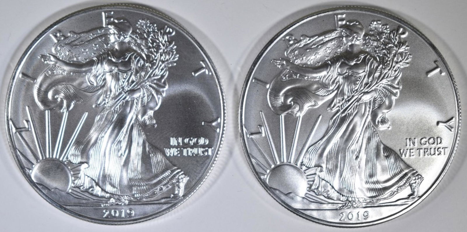 2-GEM BU 2019 AMERICAN SILVER EAGLES (1 of 2)