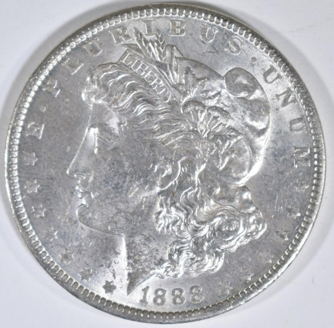 1888-O MORGAN DOLLAR, CH BU: CHECK OUT OUR UPCOMING ONLINE COIN AUCTIONS ESTIMATE $75 - $100.